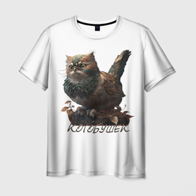 Мужская футболка 3D с принтом Котобушек мем в Екатеринбурге, 100% полиэфир | прямой крой, круглый вырез горловины, длина до линии бедер | 