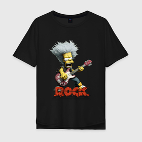 Мужская футболка хлопок Oversize с принтом Rock  Simpsons style в Петрозаводске, 100% хлопок | свободный крой, круглый ворот, “спинка” длиннее передней части | 