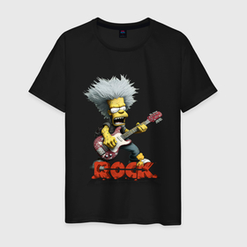 Мужская футболка хлопок с принтом Rock  Simpsons style в Белгороде, 100% хлопок | прямой крой, круглый вырез горловины, длина до линии бедер, слегка спущенное плечо. | Тематика изображения на принте: 