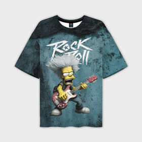Мужская футболка oversize 3D с принтом rock n roll style Simpsons в Рязани,  |  | 