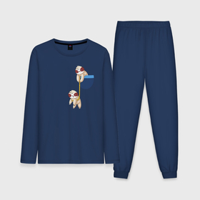 Мужская пижама с лонгсливом хлопок с принтом Карманные ленивцы в Курске,  |  | Тематика изображения на принте: 