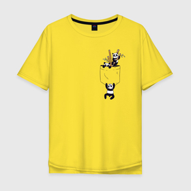 Мужская футболка хлопок Oversize с принтом Карманные панды в Тюмени, 100% хлопок | свободный крой, круглый ворот, “спинка” длиннее передней части | Тематика изображения на принте: 
