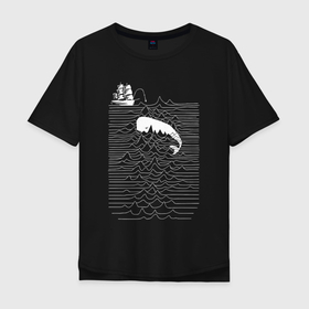 Мужская футболка хлопок Oversize с принтом Joy Division китобой в Новосибирске, 100% хлопок | свободный крой, круглый ворот, “спинка” длиннее передней части | Тематика изображения на принте: 