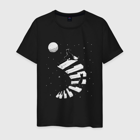 Мужская футболка хлопок с принтом Лестница из клавиш в космос в Курске, 100% хлопок | прямой крой, круглый вырез горловины, длина до линии бедер, слегка спущенное плечо. | 