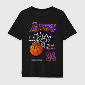 Мужская футболка хлопок Oversize с принтом LA Lakers Kobe в Санкт-Петербурге, 100% хлопок | свободный крой, круглый ворот, “спинка” длиннее передней части | Тематика изображения на принте: 
