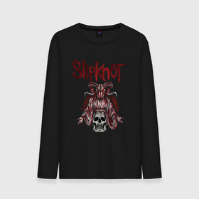 Мужской лонгслив хлопок с принтом Slipknot рогатый череп в Петрозаводске, 100% хлопок |  | Тематика изображения на принте: 