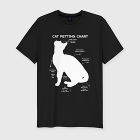 Мужская футболка хлопок Slim с принтом Схема ласки кошек , 92% хлопок, 8% лайкра | приталенный силуэт, круглый вырез ворота, длина до линии бедра, короткий рукав | 