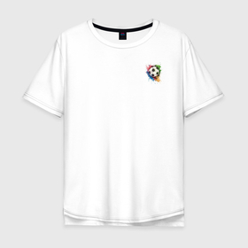 Мужская футболка хлопок Oversize с принтом Уменьшенный футбольный мяч в Курске, 100% хлопок | свободный крой, круглый ворот, “спинка” длиннее передней части | Тематика изображения на принте: 