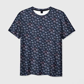 Мужская футболка 3D с принтом Сочная текстура из черники в Петрозаводске, 100% полиэфир | прямой крой, круглый вырез горловины, длина до линии бедер | 