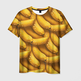 Мужская футболка 3D с принтом Сочная текстура из бананов в Белгороде, 100% полиэфир | прямой крой, круглый вырез горловины, длина до линии бедер | 