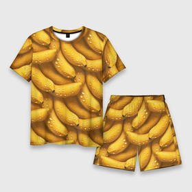 Мужской костюм с шортами 3D с принтом Сочная текстура из бананов в Екатеринбурге,  |  | 
