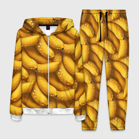 Мужской костюм 3D с принтом Сочная текстура из бананов в Белгороде, 100% полиэстер | Манжеты и пояс оформлены тканевой резинкой, двухслойный капюшон со шнурком для регулировки, карманы спереди | Тематика изображения на принте: 