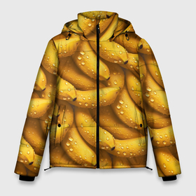 Мужская зимняя куртка 3D с принтом Сочная текстура из бананов в Новосибирске, верх — 100% полиэстер; подкладка — 100% полиэстер; утеплитель — 100% полиэстер | длина ниже бедра, свободный силуэт Оверсайз. Есть воротник-стойка, отстегивающийся капюшон и ветрозащитная планка. 

Боковые карманы с листочкой на кнопках и внутренний карман на молнии. | 