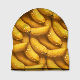 Шапка 3D с принтом Сочная текстура из бананов в Тюмени, 100% полиэстер | универсальный размер, печать по всей поверхности изделия | 