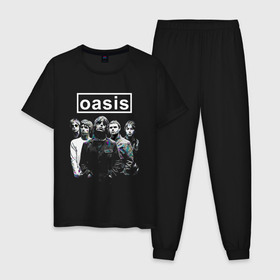 Мужская пижама хлопок с принтом Oasis рок группа в Тюмени, 100% хлопок | брюки и футболка прямого кроя, без карманов, на брюках мягкая резинка на поясе и по низу штанин
 | Тематика изображения на принте: 