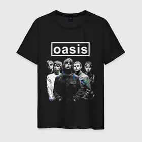 Мужская футболка хлопок с принтом Oasis рок группа в Новосибирске, 100% хлопок | прямой крой, круглый вырез горловины, длина до линии бедер, слегка спущенное плечо. | 