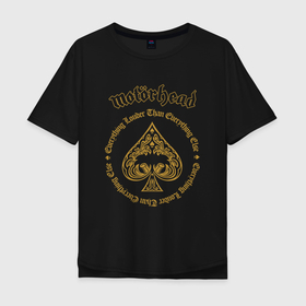 Мужская футболка хлопок Oversize с принтом Motorhead золотой в Кировске, 100% хлопок | свободный крой, круглый ворот, “спинка” длиннее передней части | 