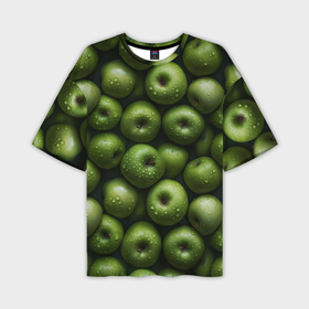 Мужская футболка oversize 3D с принтом Сочный узор из зеленых яблок в Тюмени,  |  | 