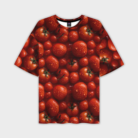 Мужская футболка oversize 3D с принтом Сочная текстура из томатов в Кировске,  |  | Тематика изображения на принте: 