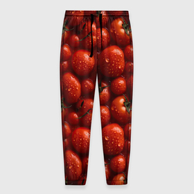Мужские брюки 3D с принтом Сочная текстура из томатов в Кировске, 100% полиэстер | манжеты по низу, эластичный пояс регулируется шнурком, по бокам два кармана без застежек, внутренняя часть кармана из мелкой сетки | 