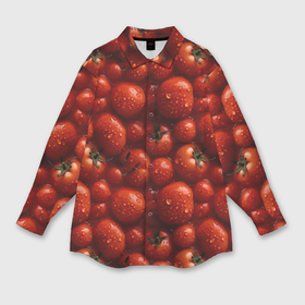 Мужская рубашка oversize 3D с принтом Сочная текстура из томатов в Кировске,  |  | Тематика изображения на принте: 