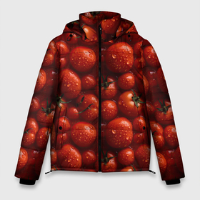 Мужская зимняя куртка 3D с принтом Сочная текстура из томатов в Новосибирске, верх — 100% полиэстер; подкладка — 100% полиэстер; утеплитель — 100% полиэстер | длина ниже бедра, свободный силуэт Оверсайз. Есть воротник-стойка, отстегивающийся капюшон и ветрозащитная планка. 

Боковые карманы с листочкой на кнопках и внутренний карман на молнии. | 