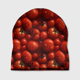 Шапка 3D с принтом Сочная текстура из томатов в Тюмени, 100% полиэстер | универсальный размер, печать по всей поверхности изделия | 