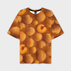 Мужская футболка oversize 3D с принтом Сочная текстура из персиков в Санкт-Петербурге,  |  | Тематика изображения на принте: 