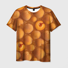 Мужская футболка 3D с принтом Сочная текстура из персиков в Белгороде, 100% полиэфир | прямой крой, круглый вырез горловины, длина до линии бедер | 
