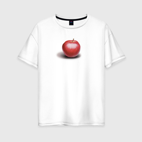 Женская футболка хлопок Oversize с принтом Красное яблоко в Курске, 100% хлопок | свободный крой, круглый ворот, спущенный рукав, длина до линии бедер
 | 