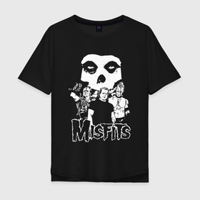 Мужская футболка хлопок Oversize с принтом Misfits рок группа , 100% хлопок | свободный крой, круглый ворот, “спинка” длиннее передней части | 