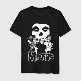 Мужская футболка хлопок с принтом Misfits рок группа в Тюмени, 100% хлопок | прямой крой, круглый вырез горловины, длина до линии бедер, слегка спущенное плечо. | Тематика изображения на принте: 