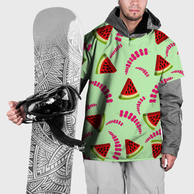 Накидка на куртку 3D с принтом Ветка ягод и долька арбуза в Курске, 100% полиэстер |  | 