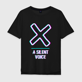 Мужская футболка хлопок Oversize с принтом Символ A Silent Voice в стиле glitch в Белгороде, 100% хлопок | свободный крой, круглый ворот, “спинка” длиннее передней части | Тематика изображения на принте: 