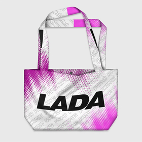 Пляжная сумка 3D с принтом LADA pro racing: надпись и символ в Белгороде, 100% полиэстер | застегивается на металлическую кнопку; внутренний карман застегивается на молнию. Стенки укреплены специальным мягким материалом, чтобы защитить содержимое от несильных ударов
 | 