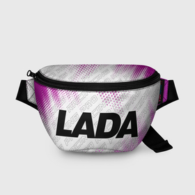 Поясная сумка 3D с принтом LADA pro racing: надпись и символ в Белгороде, 100% полиэстер | плотная ткань, ремень с регулируемой длиной, внутри несколько карманов для мелочей, основное отделение и карман с обратной стороны сумки застегиваются на молнию | 