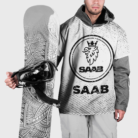 Накидка на куртку 3D с принтом Saab с потертостями на светлом фоне , 100% полиэстер |  | Тематика изображения на принте: 