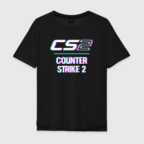 Мужская футболка хлопок Oversize с принтом Counter Strike 2 в стиле glitch и баги графики в Курске, 100% хлопок | свободный крой, круглый ворот, “спинка” длиннее передней части | 