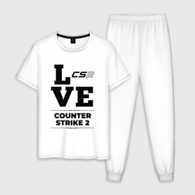 Мужская пижама хлопок с принтом Counter Strike 2 love classic в Екатеринбурге, 100% хлопок | брюки и футболка прямого кроя, без карманов, на брюках мягкая резинка на поясе и по низу штанин
 | 