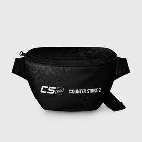 Поясная сумка 3D с принтом Counter Strike 2 glitch на темном фоне: надпись и символ в городе Новоалтайск, 100% полиэстер | плотная ткань, ремень с регулируемой длиной, внутри несколько карманов для мелочей, основное отделение и карман с обратной стороны сумки застегиваются на молнию | 