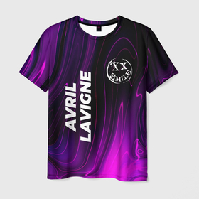 Мужская футболка 3D с принтом Avril Lavigne violet plasma , 100% полиэфир | прямой крой, круглый вырез горловины, длина до линии бедер | Тематика изображения на принте: 