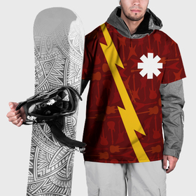Накидка на куртку 3D с принтом Red Hot Chili Peppers гитары и молния в Белгороде, 100% полиэстер |  | Тематика изображения на принте: 
