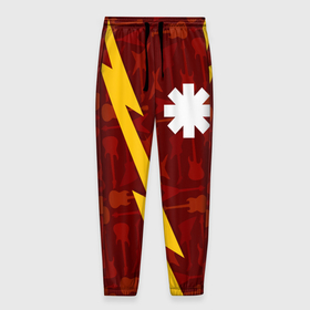 Мужские брюки 3D с принтом Red Hot Chili Peppers гитары и молния в Белгороде, 100% полиэстер | манжеты по низу, эластичный пояс регулируется шнурком, по бокам два кармана без застежек, внутренняя часть кармана из мелкой сетки | Тематика изображения на принте: 