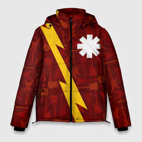 Мужская зимняя куртка 3D с принтом Red Hot Chili Peppers гитары и молния в Белгороде, верх — 100% полиэстер; подкладка — 100% полиэстер; утеплитель — 100% полиэстер | длина ниже бедра, свободный силуэт Оверсайз. Есть воротник-стойка, отстегивающийся капюшон и ветрозащитная планка. 

Боковые карманы с листочкой на кнопках и внутренний карман на молнии. | 