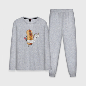 Мужская пижама с лонгсливом хлопок с принтом Хот дог на море ,  |  | Тематика изображения на принте: 
