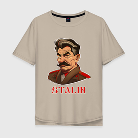 Мужская футболка хлопок Oversize с принтом Joseph Vissarionovich Stalin в Курске, 100% хлопок | свободный крой, круглый ворот, “спинка” длиннее передней части | 