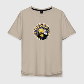Мужская футболка хлопок Oversize с принтом Никс, богиня ночи в стиле модерн в Петрозаводске, 100% хлопок | свободный крой, круглый ворот, “спинка” длиннее передней части | 
