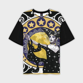 Мужская футболка oversize 3D с принтом Древняя богиня Никс и рамка в стиле модерн с луной в Белгороде,  |  | 