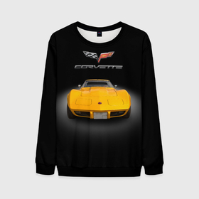 Мужской свитшот 3D с принтом Американский маслкар Chevrolet Corvette Stingray в Тюмени, 100% полиэстер с мягким внутренним слоем | круглый вырез горловины, мягкая резинка на манжетах и поясе, свободная посадка по фигуре | 