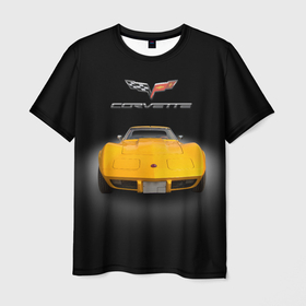Мужская футболка 3D с принтом Американский маслкар Chevrolet Corvette Stingray в Кировске, 100% полиэфир | прямой крой, круглый вырез горловины, длина до линии бедер | 